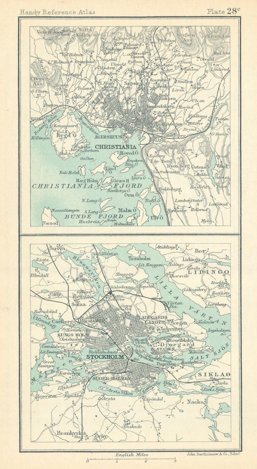 Environs of Christiania (Oslo) & Stockholm. Scandinavia Norway Sweden 1909 map